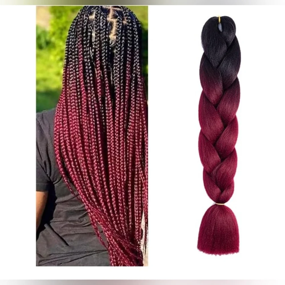 Hot Water Setting Braiding Hair Extensions - Black to Red 24